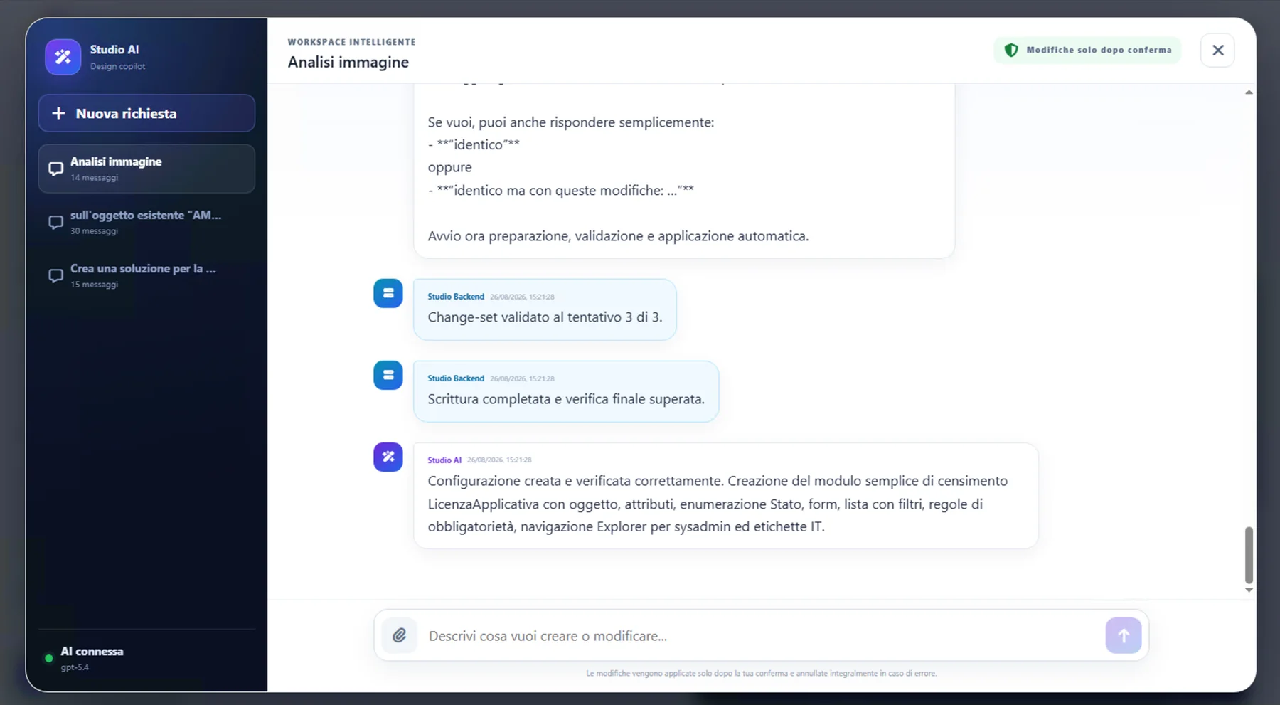 Studio AI change-set conversation